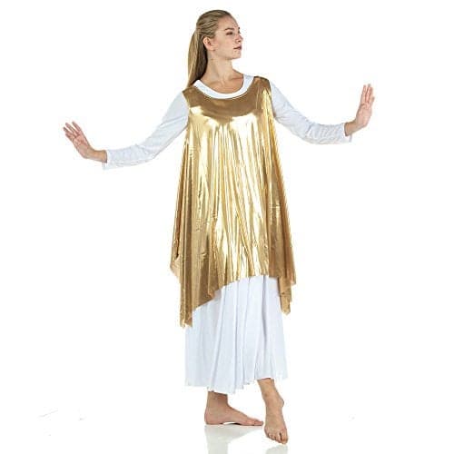 Danzcue Women’s Celebration of Spirit Dance Drapey Tunic Tank Pullover Praise Dance Tunic for Women, Gold, XX-Large-3X-Large