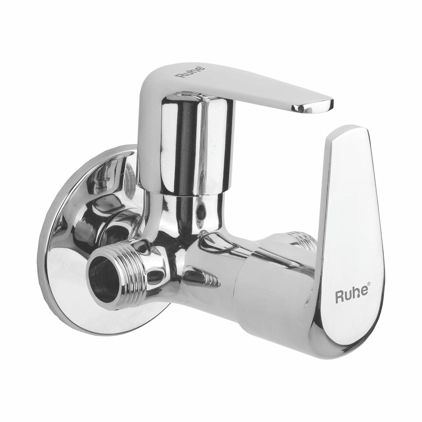 Ruhe Zen Two Way Angle Valve Double Handle Dual Outlet Brass Faucet Chrome Finish LeakProof Ceramic Disc Valves WallMounted Tap