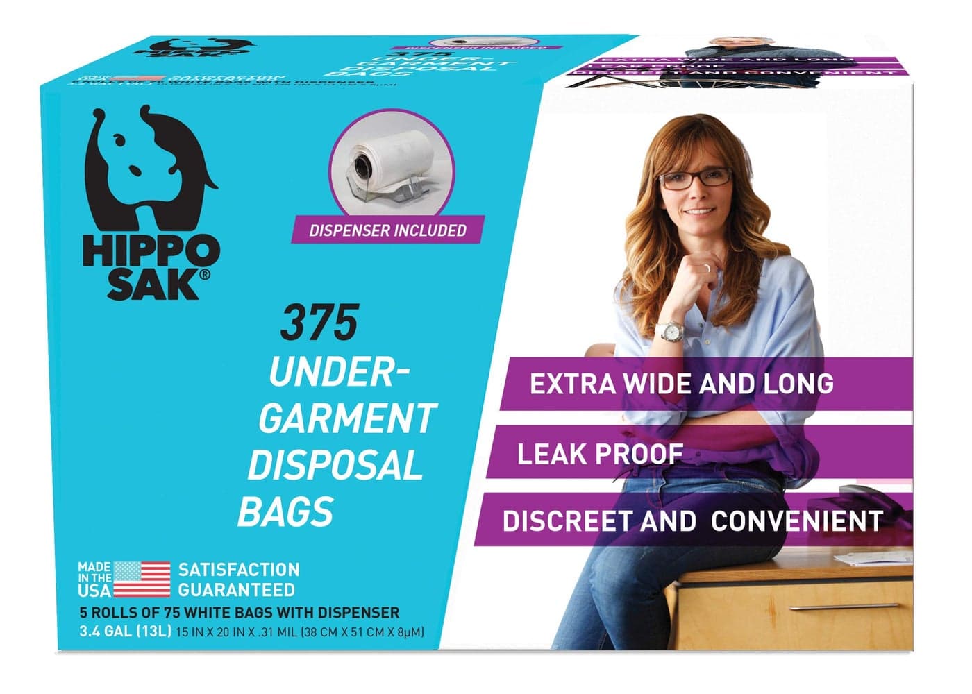 Hippo Sak Incontinence Undergarment Disposal Bags 375 Count