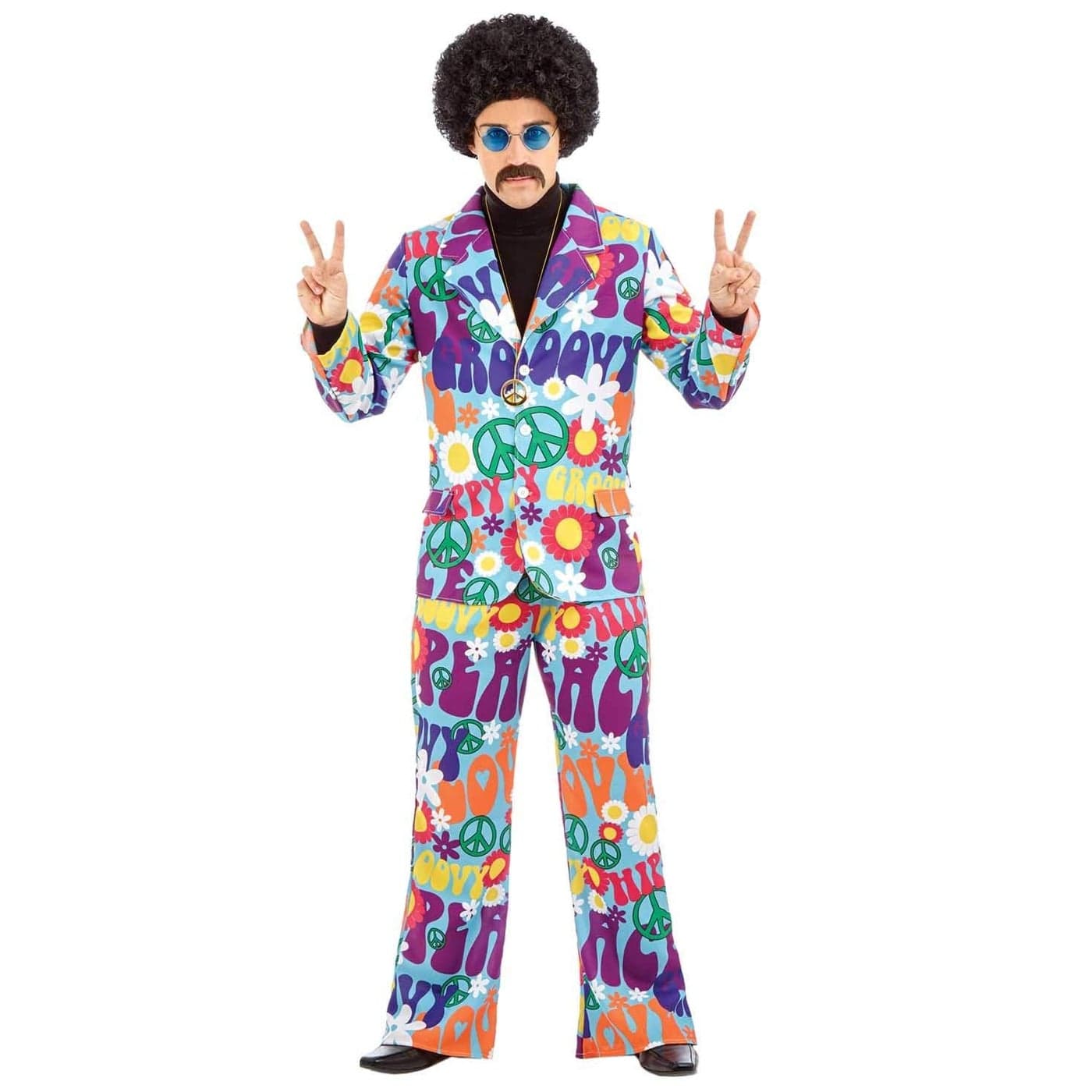 fun shack Groovy Mens Hippie Costume for Men, Retro Mens Hippie Costumes for Adults, Groovy Costumes for Men, 60s Suit Men - Medium