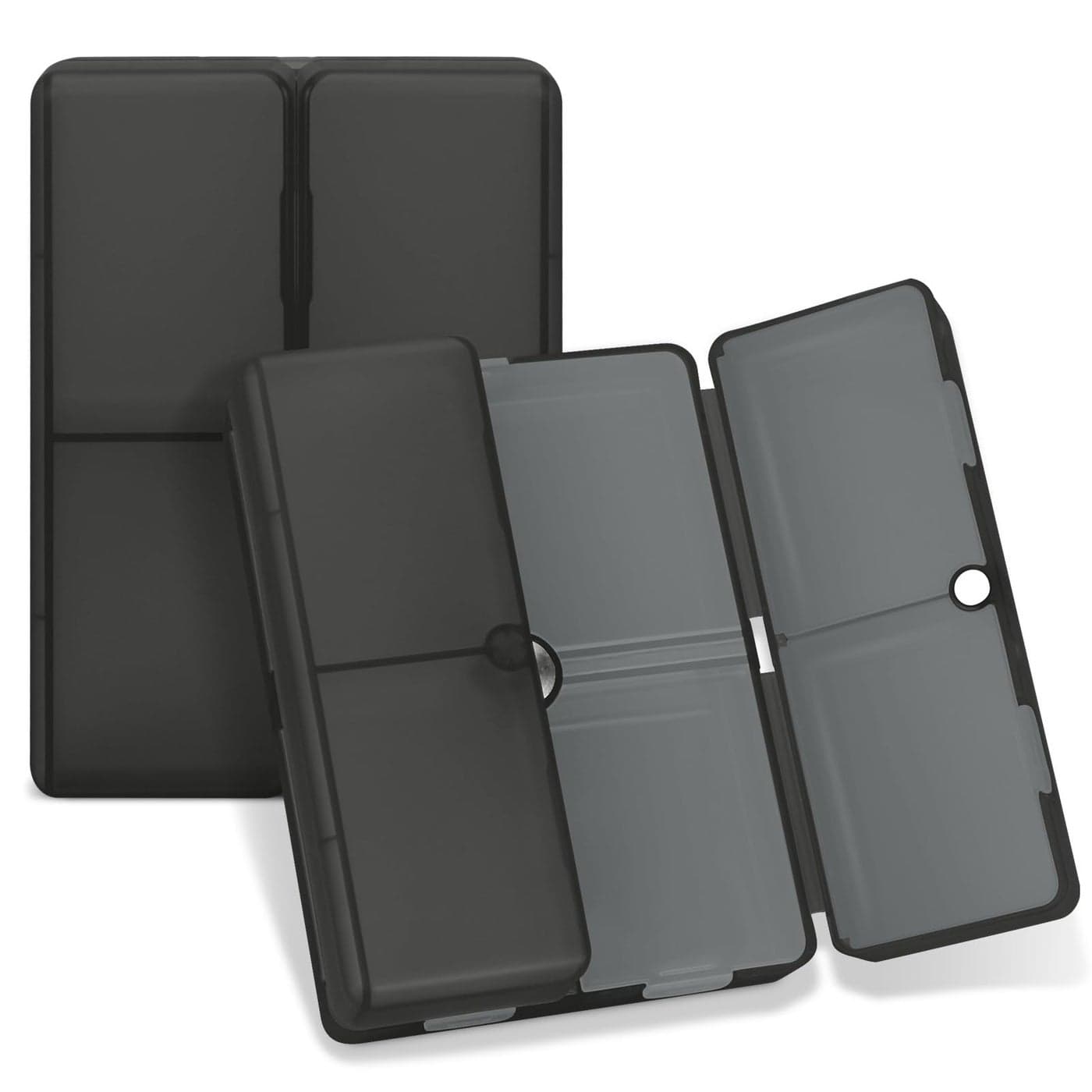 FYY Daily Pill Organizer 7 Compartments Portable Pill Case Travel Pill OrganizerFolding Design Pill Box for Purse Pocket to Hold VitaminsCod Liver OilSupplements and MedicationClear Black