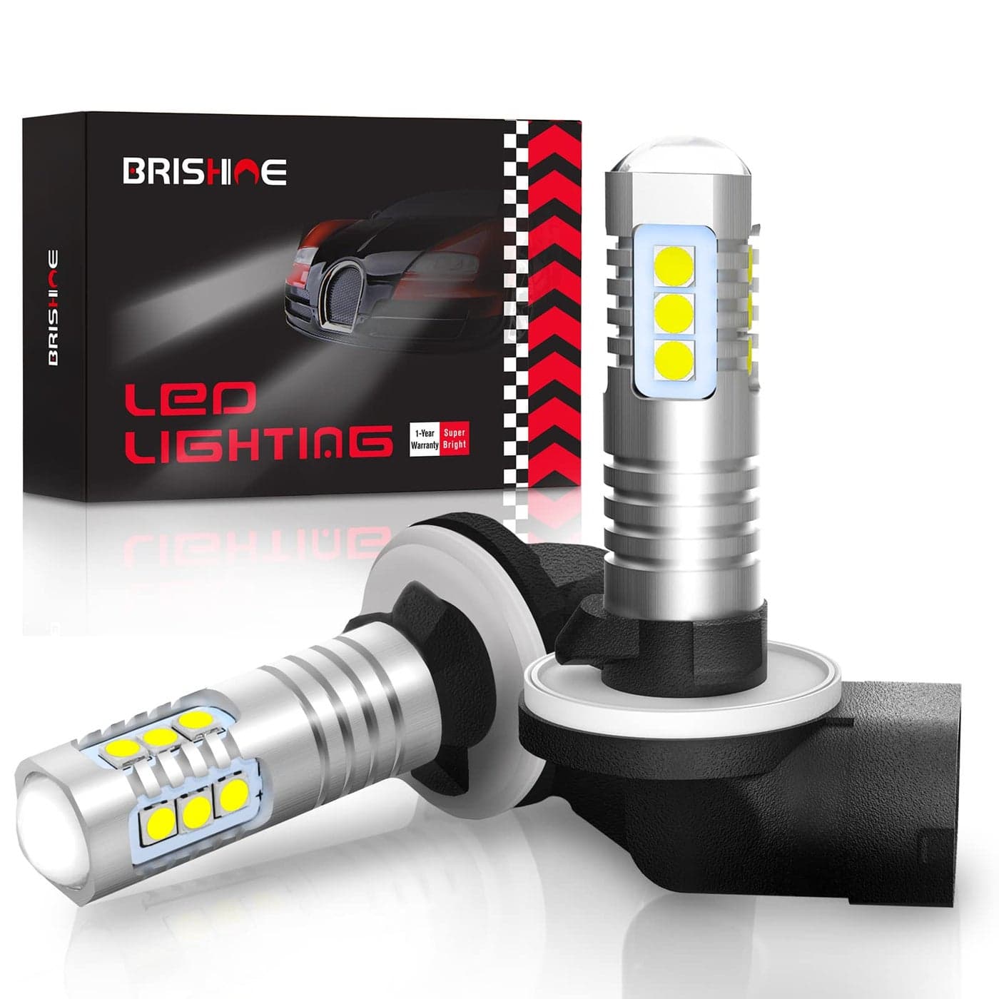 BRISHINE 889 881 LED Fog Light Bulbs 6000K Xenon White Extremely Bright 3030 Chips 898 888 862 896 886 894 LED Bulbs with Projector for Car Fog Lights Daytime Running Lights DRLPack of 2