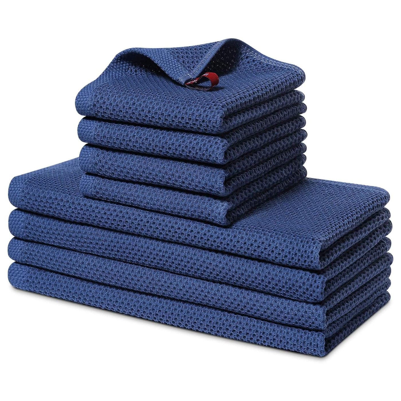 Homaxy 100 Cotton Kitchen Towels and Dishcloths Set 12 x 12 Inches and 13 x 28 Inches Set of 8 Bulk Kitchen Towels Set Ultra Soft Absorbent Dish Cloths for Washing Dishes Navy Blue