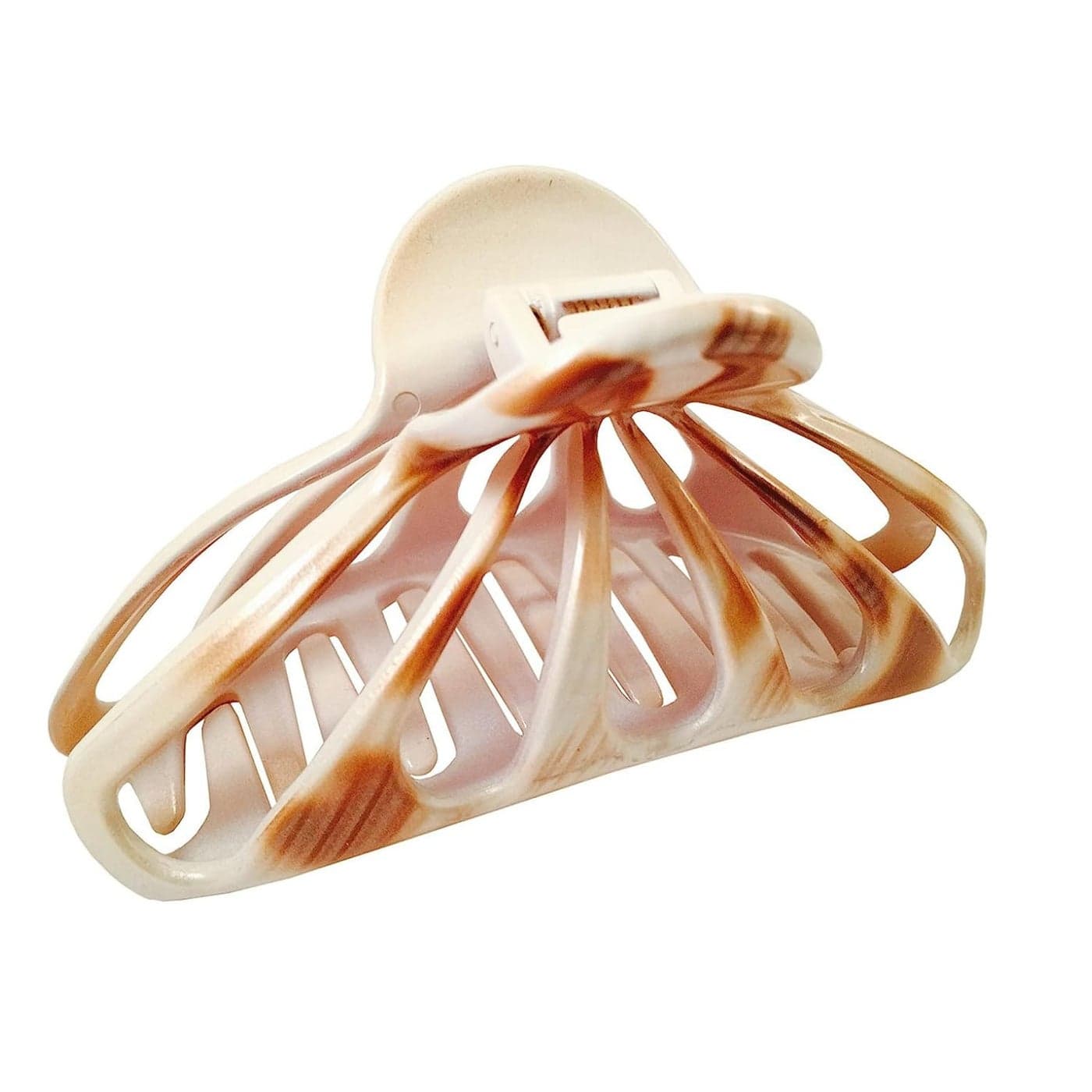 Parcelona French Rain Drop Ivory Beige Large Covered Spring Celluloid Jaw Hair Claw Clip Clamp Clutcher 4 Inches