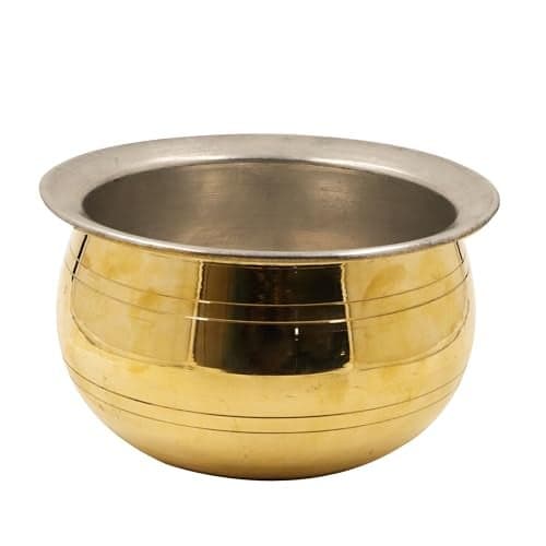 Putrika Brass Cooking Utensil Patile|Tope|Cookware|Tapeli|Peetal|Urli|Ponichatti|Thiruvaradhana Bowl |Tharpana Chatti|Abhisheka Pathram for Pooja|Puja - Gravy Pot (Small)