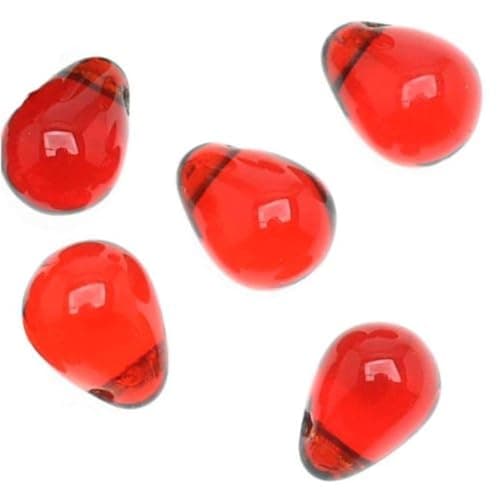 Beadaholique Czech 50-Piece Glass Beads, 8mm, Teardrop Siam Red