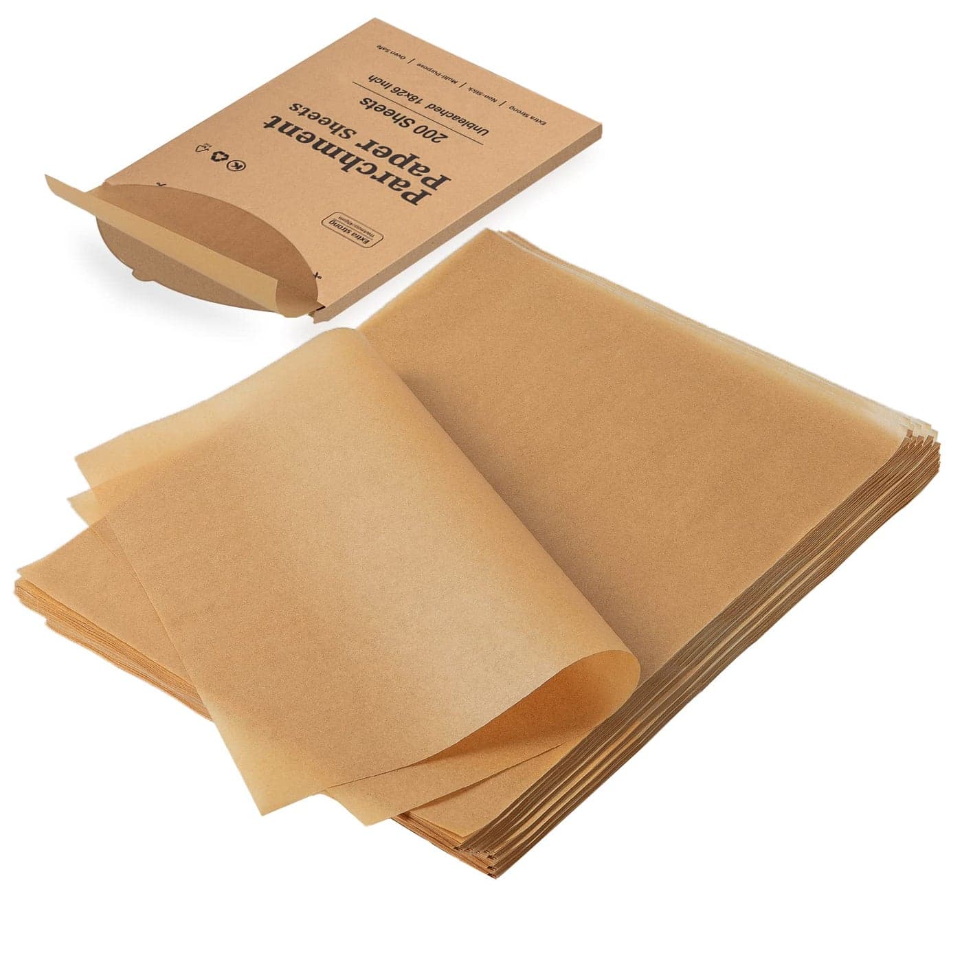 Katbite 200Pcs 18x26 inches Parchment Paper Sheets Heavy Duty Unbleached Baking Paper Precut and Oil Proof Perfect for Steaming Cooking Bread Cake Wrapping Foods