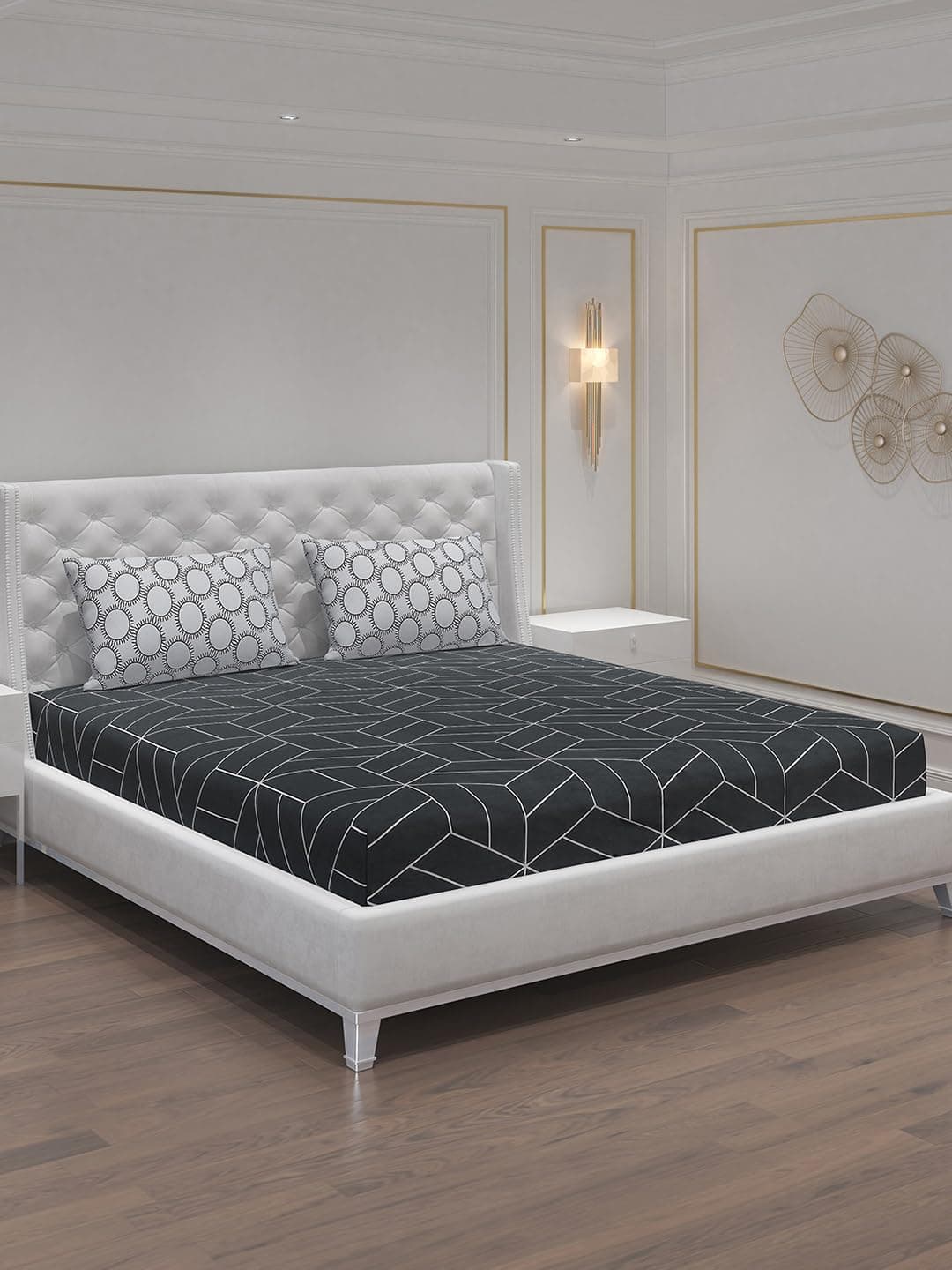 Moca By Monte Carlo 144 TC Queen Size 1 Bedsheet with 2 Pillow Cover Set 23BSSFERRA09
