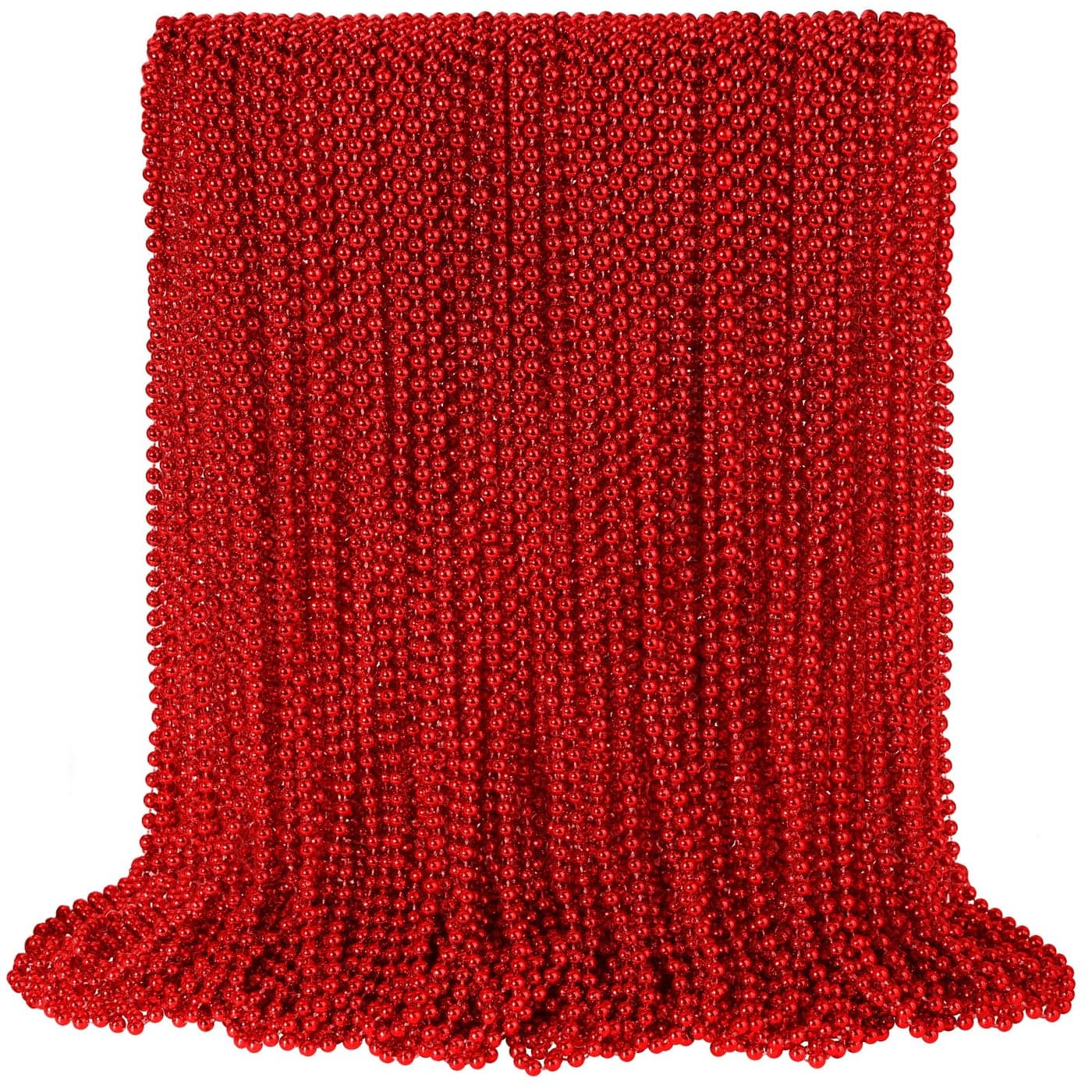 100 PCS Red Mardi Gras Beads, Red Beads Necklaces Christmas Necklaces 33" Metallic Beaded Costume Necklaces Party Necklaces for Valentines Christmas Parade Throws Wedding Birthday Party Favors