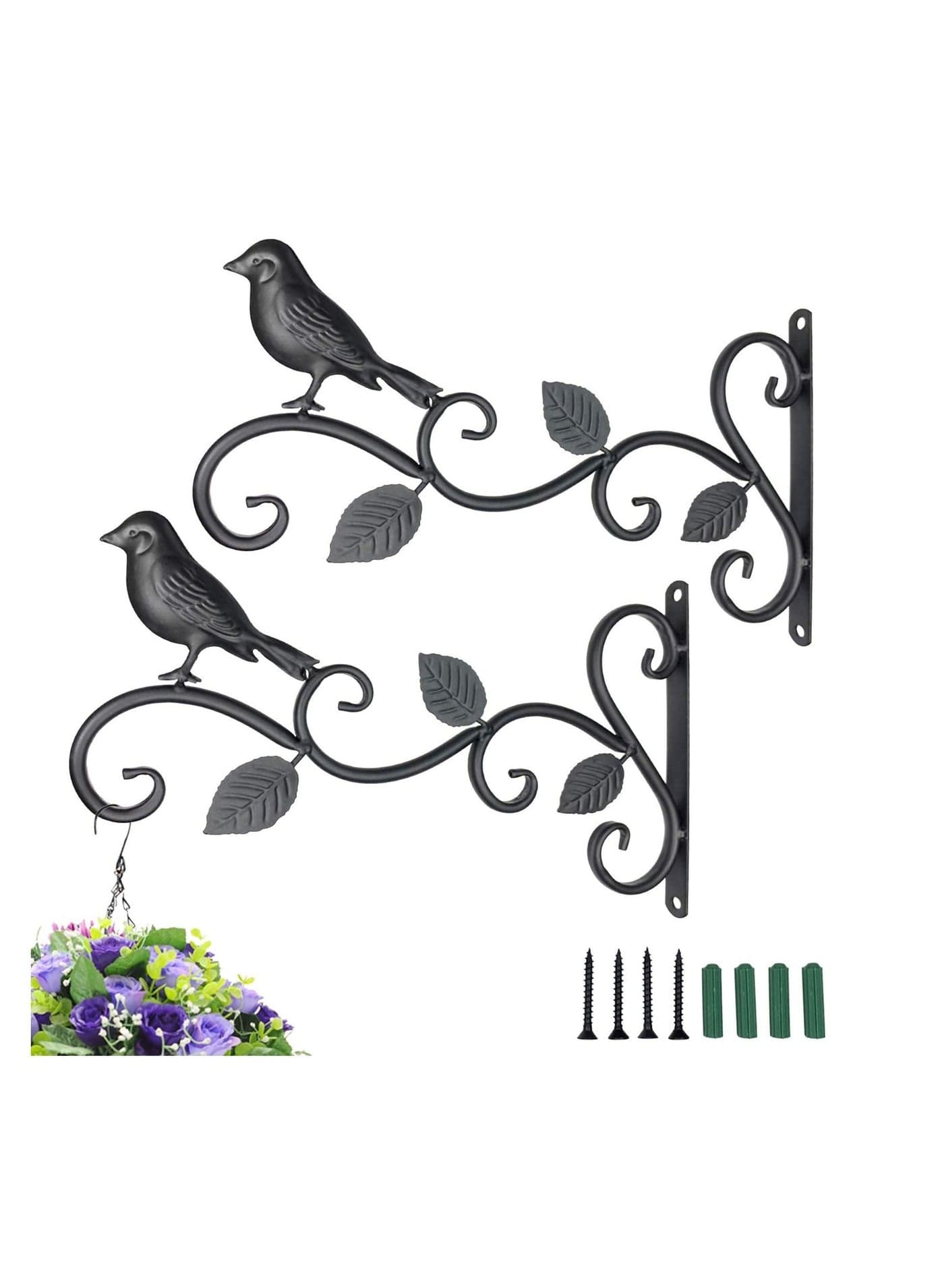 Hanging Plant Bracket 2 Pack Iron Bird Feeders Hook Hander for Flower Baskets Feeders Street Lights Corridor Lights Candle Holders