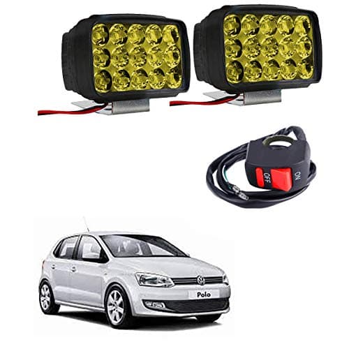 Kandid Universal Car 15 LED Headlight/Transformer Car Fog Light/Off Road Working Lamp with ON/Off Switch for Volkswagen Polo (Set of 2)