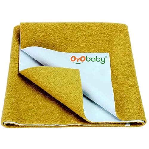 OYO BABY Anti-Pilling Waterproof Mattress Protector 70×50 cm Small | Baby Newborn Dry Sheet | Extra Absorbent Quick-Dry Fleece Layer, Lightweight, Reusable Comfort | Hygienic Underpad for Travel –Gold