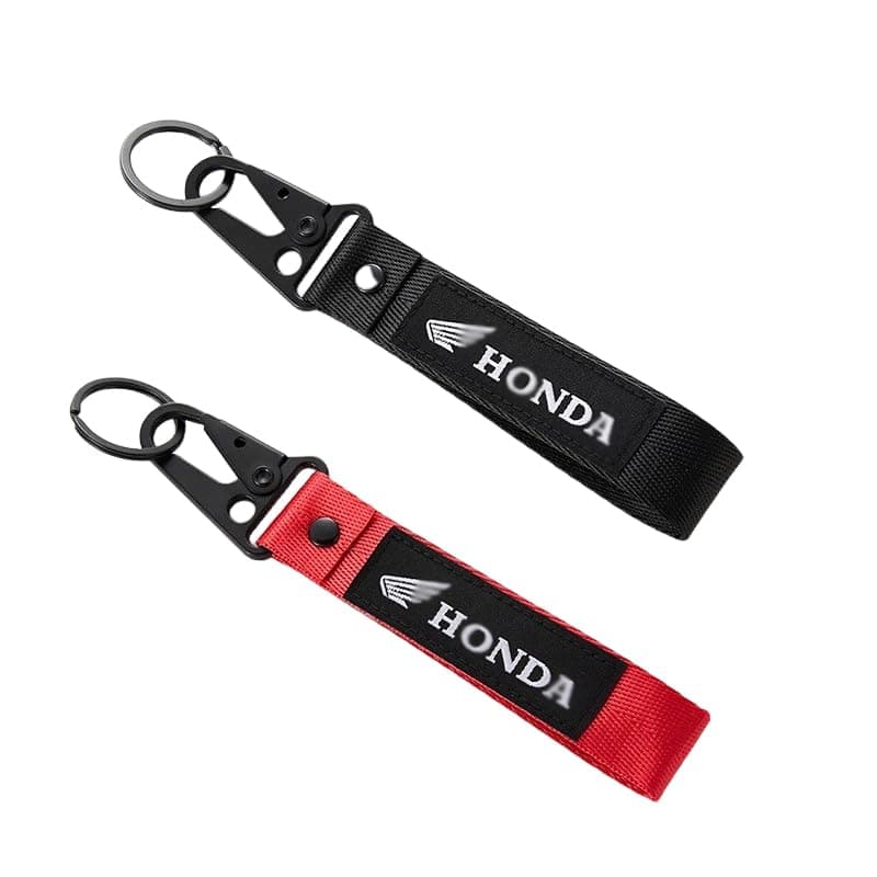 AUSZUOI 2 Pcs Fabric Keychain, Black and Red Motorcycle Keychain, Heavy Duty Key Chain for Bike, Car