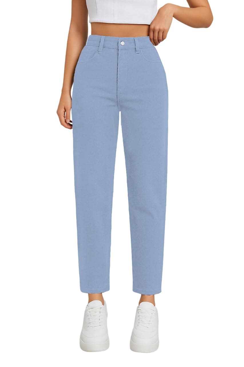 RAGZO Women Light Blue High Rise Straight Fit Jeans Pant