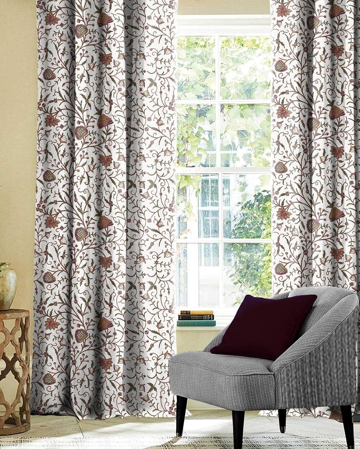Casableu Kashmiri 2 Piece Polyester Eyelets (Steel) Blackout Curtains with Tie Back, Bedroom Living Room (Clay, 9 Ft x 4.2 Ft)