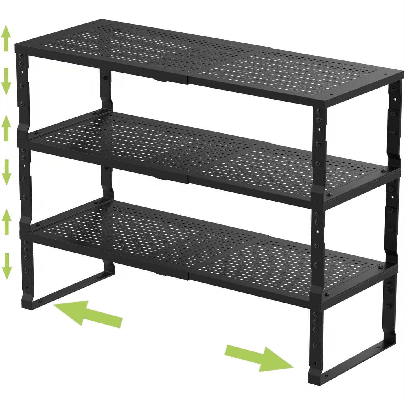 Jojocross Expandable Adjustable Stackable Kitchen Organizer Spice RackMetal Pantry Storage Shelves RacksCounter Shelf for Cabinets Countertop Cupboard3 PacksLargeBlack