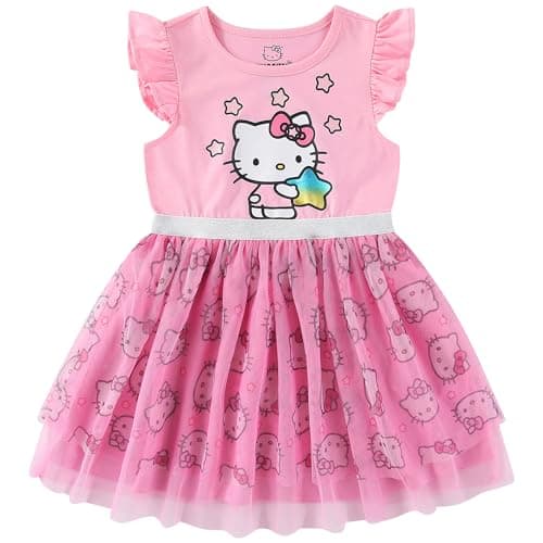 Hello Kitty Sanrio Girls Tulle Dress for Toddlers and Big Kids Pink