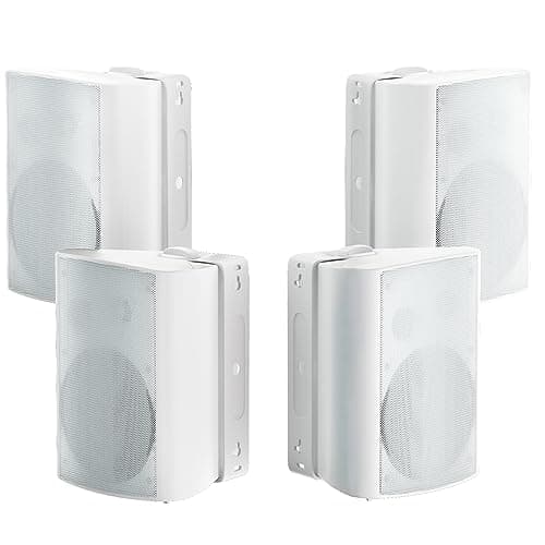 Herdio 800W 6.5 Inch Outdoor Speakers Bluetooth Waterproof Wired with Superior Amplifier, Wall Mounted Sound System, Enhanced Bass & Durable, Mountable Swivel Brackets, for Patio Home (2 Pairs, White)