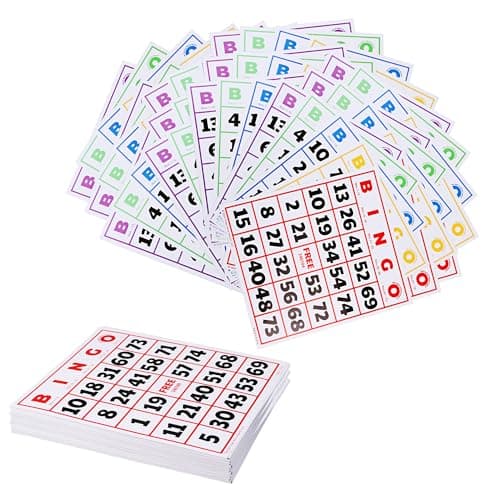 GSE Games Sports Expert 50Pack Jumbo MultiColor Bingo Cards Large Font Numbers Reusable Bingo Cardboard for Large Groups FamilyFriend Parties Game Nights