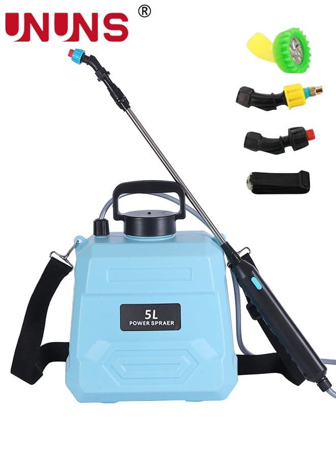 5L Electric Garden Sprayer,Battery Powered Sprayer with 3 Mist Nozzles,Yard Pump 5 Gallon Sprayer with Retractable Wand,Water Lawn Sprayer with Adjustable Shoulder Strap For Gardening,Blue