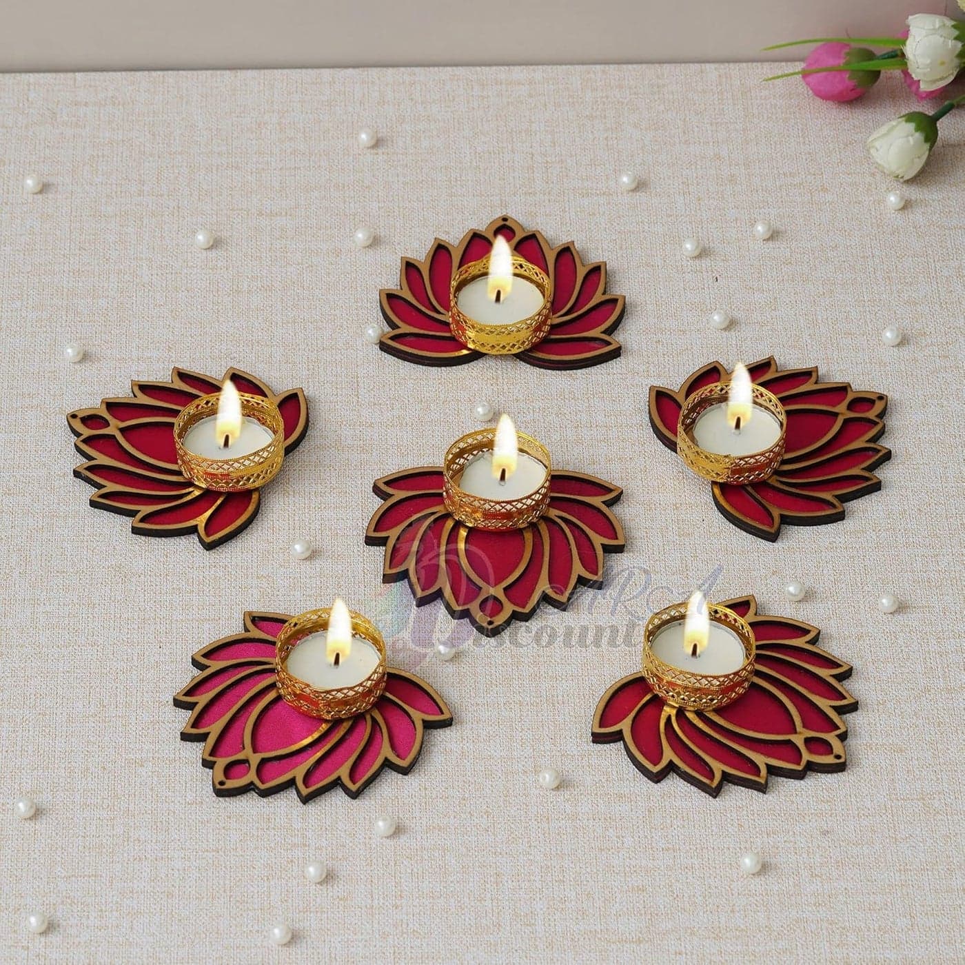 Discount ARA Lotus Tealight Holder Lotus Diya for PoojaLotus Floor Decoration Reusable Rangoli for Puja DecorRecycled Material Tealight Holder for Home Office Decoration Item