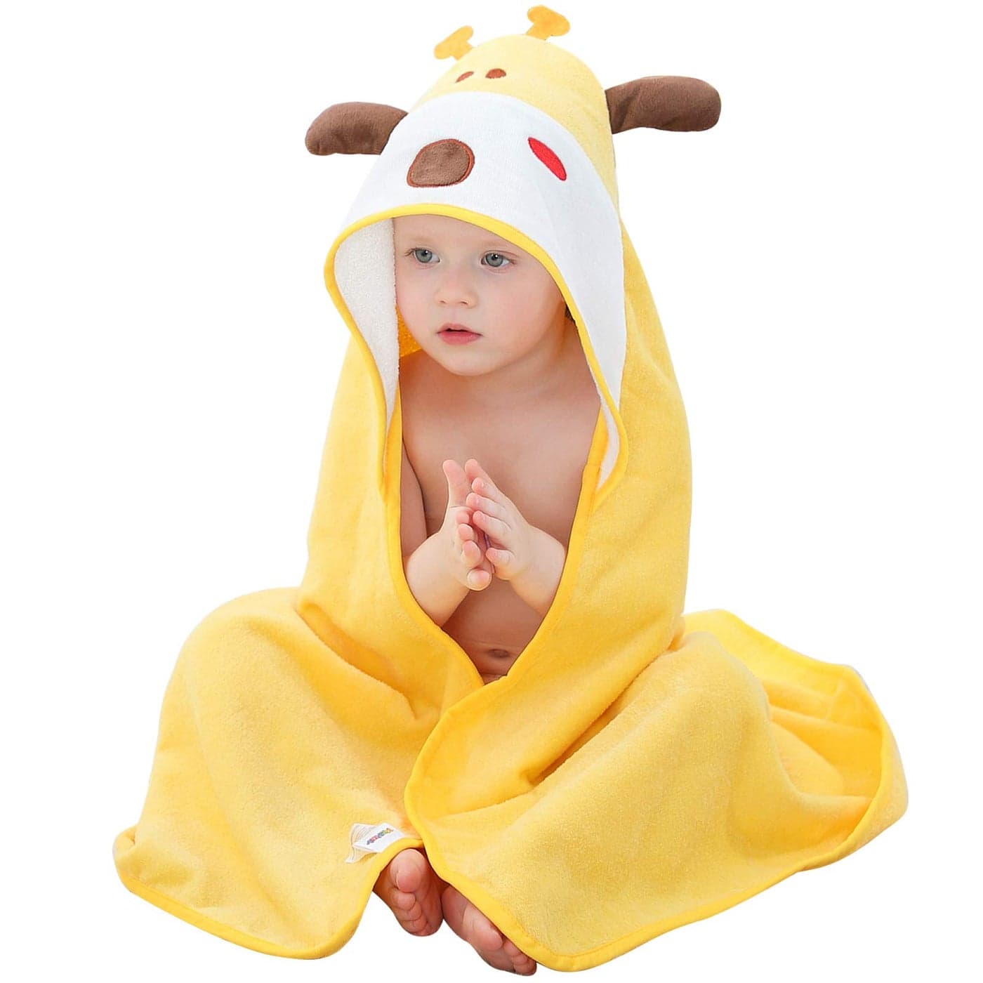 MICHLEY Animal Hooded Baby Bath Towel Toddler Premium Cotton Absorbent Washcloth for Girls Boys 06T Giraffe