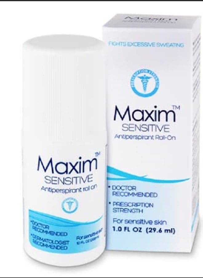 Maxim Sensitive Clinical Strength Antiperspirant for Women and Men. Blocks Sweat up to 7 days per application. Effective Clinical Antiperspirant for Sweat & Odor, Maxim Antiperspirant Roll-On, 1 Pack,