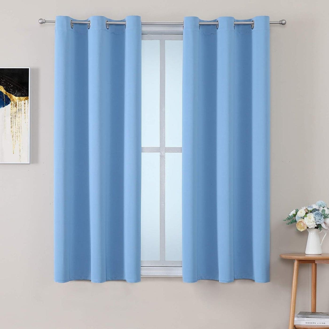 ChrisDowa Grommet Room Darkening Curtains for Bedroom and Living Room 2 Panels Set Thermal Insulated Blackout Curtains Sky Blue 42W x 63L