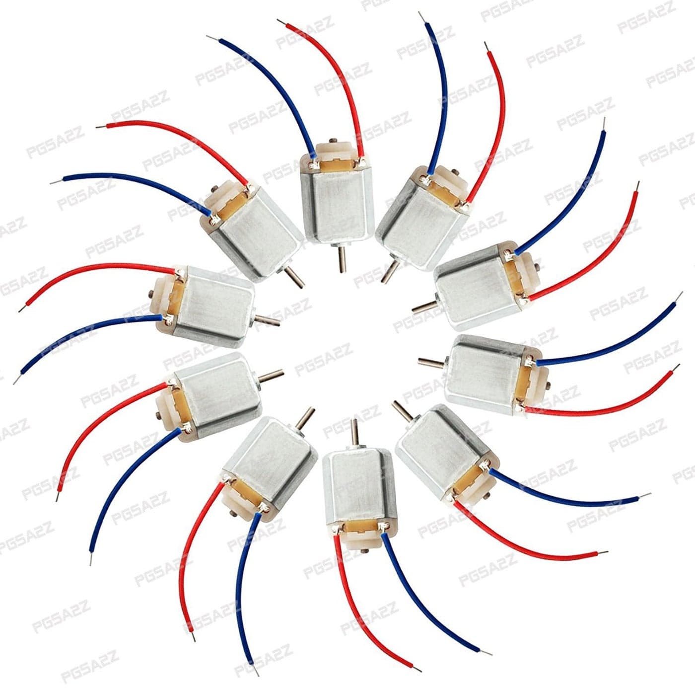 pgsa2z™ 10 pcs new 6v-9v standard dc motor toy motor dc 6v- 9v high speed with wire-Brown
