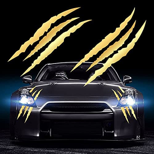 HungMieh 2PCS Claw Mark Car Decak Car Headlight Decal158 Inch Monster Claw Scratch Stripe Stickers for Dodge ChallengerCharger Brushed Gold
