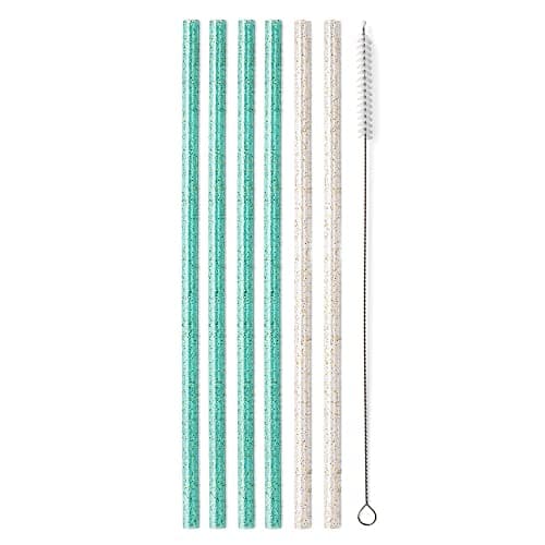 Swig Life Reusable Straws Glitter Clear Aqua Tall Straw Set Cleaning Brush Each Straw is 1025 inch Long Fits Swig Life 20oz Tumblers 22oz and 32oz Tumblers