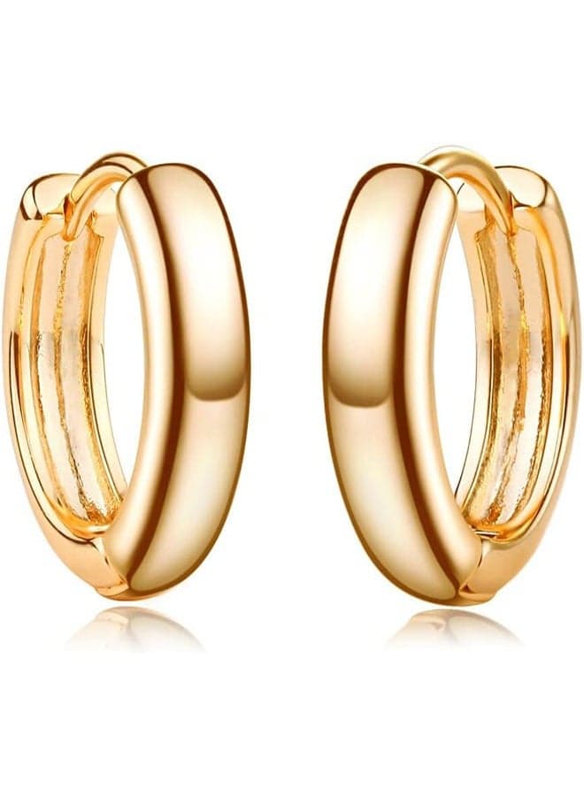 Women Huggie Earrings Gold Hoop 14K Gold Filled Small Simple Handmade Hypoallergenic Everyday Jewelry