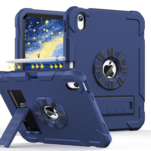 avakot for iPad A16 Case 11th Generation 11 Inch 2025/ iPad 10th Generation Case 10.9 Inch 2022, Heavy Duty Military Grade Shockproof Cover with Pencil Holder for i Pad 11/10 Gen, Navy Blue