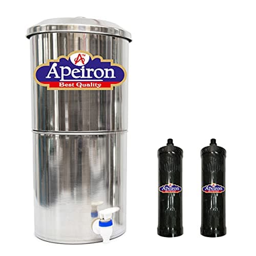 Apeiron Manual Water purifier Non Electric Water filter with Carbon Candle (21 Liter + 2 Carbon Candle)
