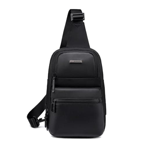 GOLDEN WOLF Sling Backpack for Men Cross Sling Bag for 9.7inch iPad Office Handgun Bag Chest Bags Sleek Single Shoulder Bag Multi-pocket Water-resistant One Side Bag for Work Casual Daily Use, Black