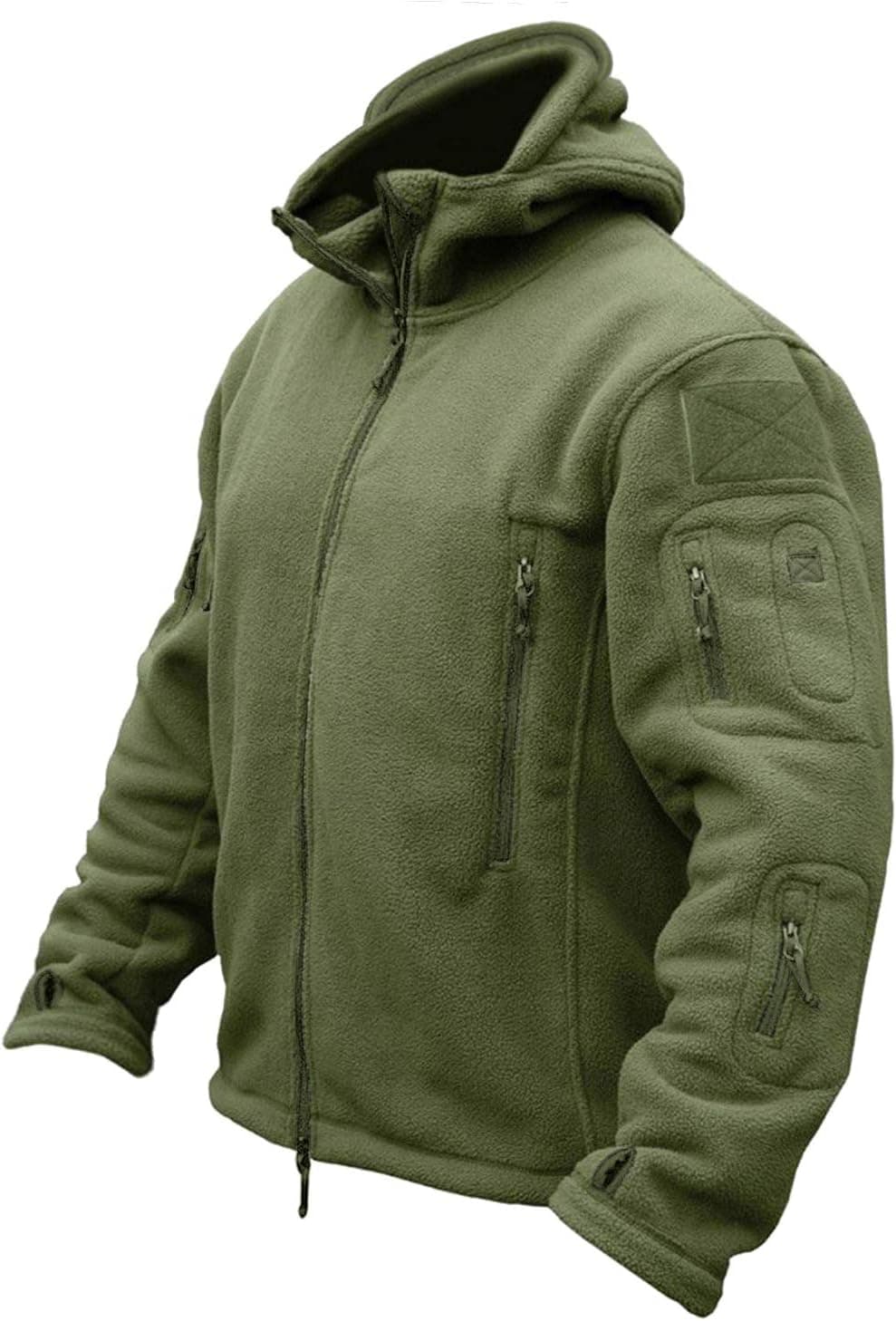 CRYSULLY Men's Tactical Military Jacket with Fleece Lining and Hood - Army Green