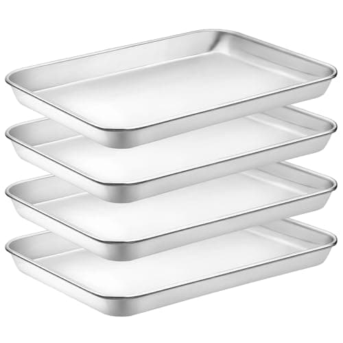 Quarter Sheet Pan Set of 4 CEKEE Stainless Steel Baking Sheet Cookie Sheets for Baking Baking Sheet Pan Oven Tray Heavy Duty Easy Clean Baking Pans Set Size 12 x 10 x 098 Inch