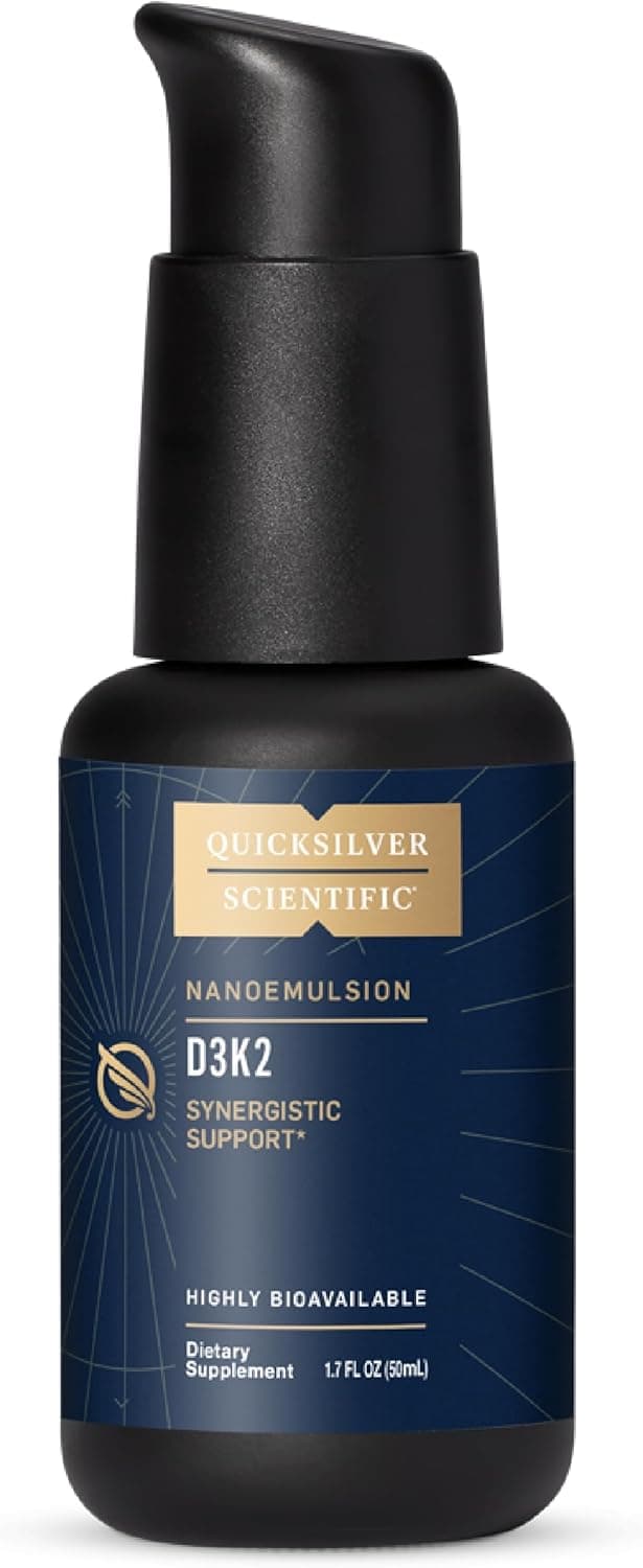 Quicksilver Scientific Nanoemulsified D3K2 Emulsified Liquid Vitamin D3 K2 MK7 Liposomal Supplement for Heart Bone Health Immune Support Bioactive 2500IU for Enhanced Absorption 17oz50ml
