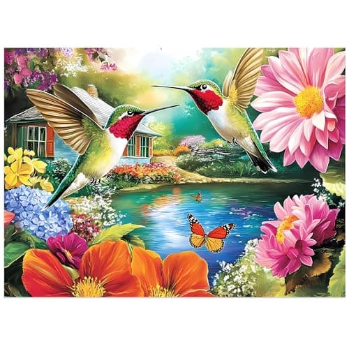 500 Pieces Puzzles for Adults Puzzle Hummingbird Flower Jigsaw Puzzles 500 Piece for Seniors Letters on Back Challenging Toys Great Gift for Family Friends 205 x 15 in