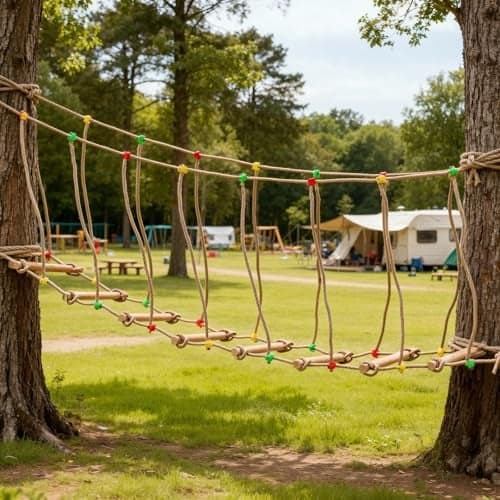 Goldmeet Outdoor Rope Bridge Ladder 2M656FT Climbing Rope Bridge for Outdoor Backyard Playground Solid Wood Climbing Bridge Ladder for Equipment Sports Fitness Obstacle Training