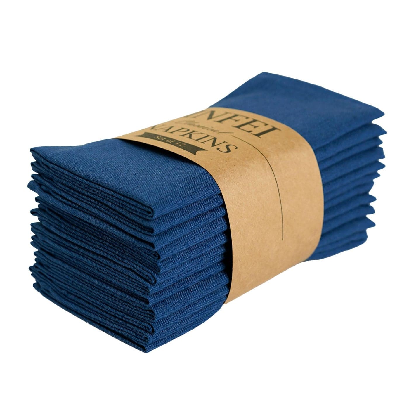 INFEI Solid Color Blended Thin Dinner Cloth Napkins Set of 12 40 x 40 cm for Events Home Use Navy Blue