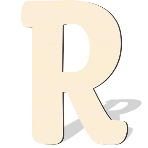 17 Inch Large Wooden Letters, Big Wooden Alphabet Letters for Wall Decor Paintable Large Thick Wood Letters R for Crafts Wooden Cutout Sign for Nursery Birthday Wedding Party Home Decoration