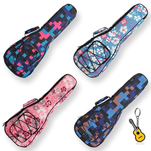 Longteam Print Ukulele Case 10mm Sponge Portable Waterproof Ukuleles bag Cover Uke gig bag with Accessory Storage Pocket (21 In Soprano, Red Plaid)