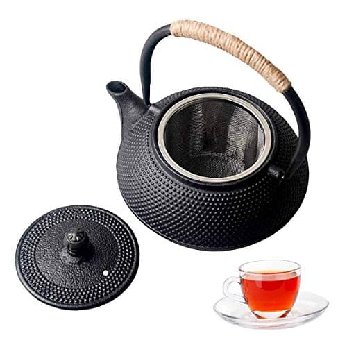 Hwagui Japanese Cast Iron Teapot With Stainless Steel Infuser For Loose Leaf Tea And Teabags Cast Iron Tea Kettle Stovetop Safe 600ml20oz