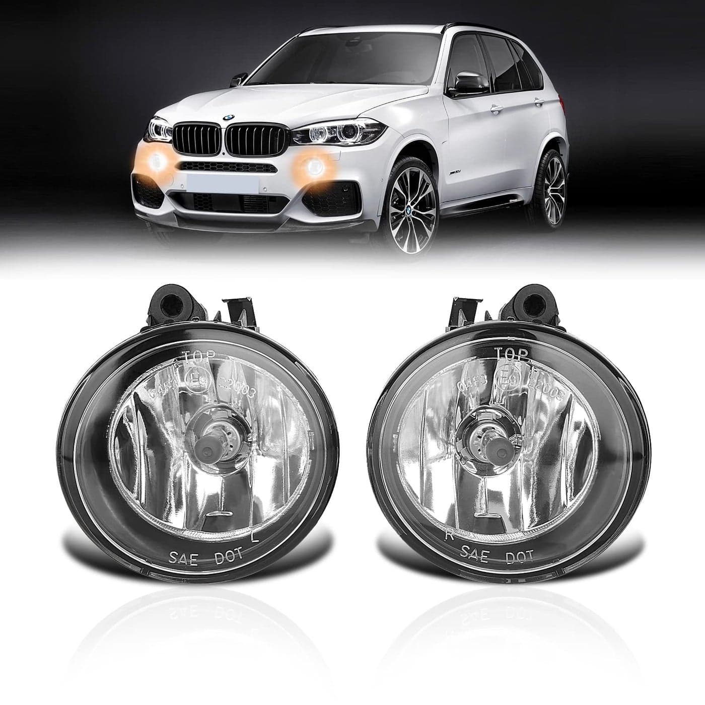 TangMiGe Fog Lights Compatible with BMW X1 X2 X3 X4 F48 F39 F25 F26 Halogen Lamp wo Adaptive Headlamps X5 X6 F15 F16 20112021 1 Pair Clear Lens