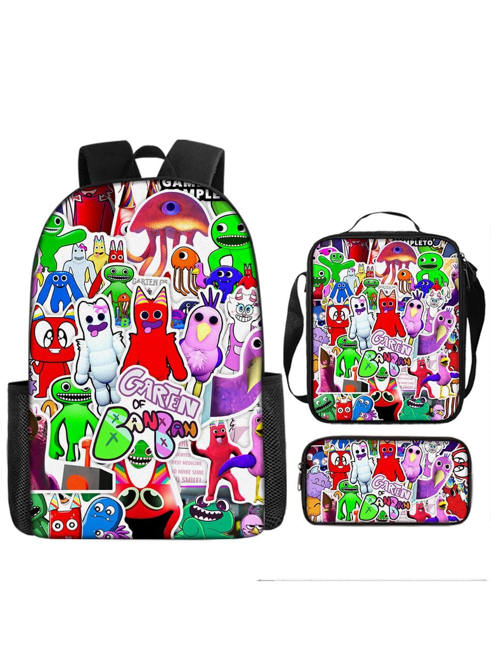 3 pcs set Garten of banban Children Backpack Daypack Schoolbag Girls Boys School Book bag with Lunch Box Pen Case