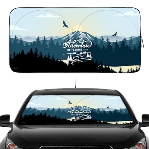 GVEN Windshield Sun Shades Car Sun Shade Protector Blocks UV Rays for FullSize Sedan SUV MidSize SUV Sports Cars Wagon and MidSize Pickup Truck Car AccessoriesForest L