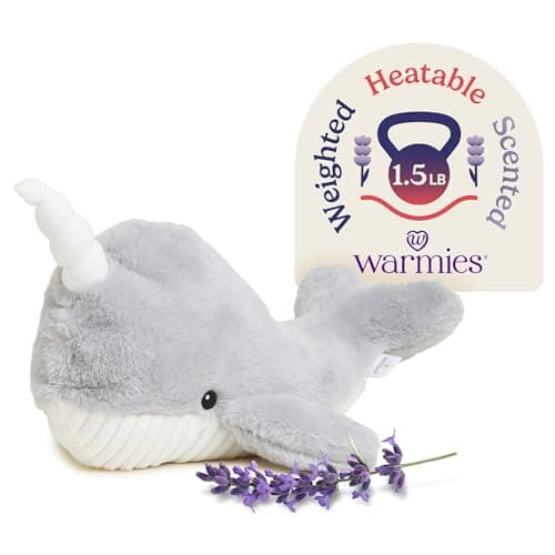 warmies Microwavable & Weighted Stuffed Animals, Narwhal - Heated Stuffed Animal Plushie for Warmth & Comfort - Cute Soft Plush Toys for Adults & Children (Boys, Girls, Babies & Toddlers)