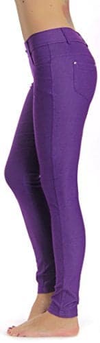 Prolific Health Women's Jean Look Jeggings Tights Yoga Many Colors Spandex Leggings Pants S-XXL (Medium, Purple)