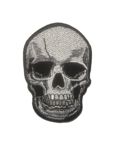PatchClub Realistic Skull Patch Iron OnSew On Grey Skull Skeleton Embroidered Applique for Jackets Backpacks Vest